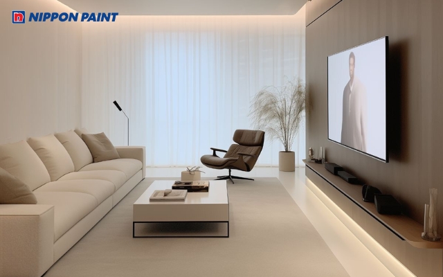 Mẫu phòng khách tông trắng tối giản