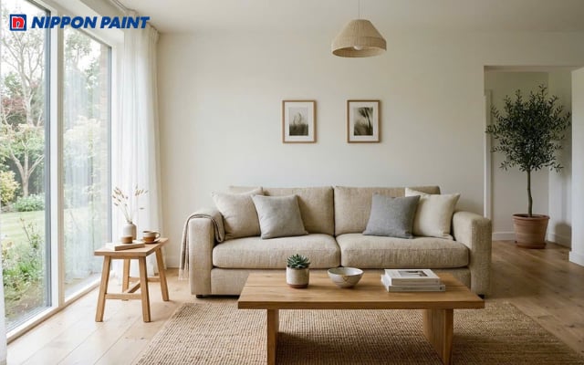 Trắng ngọc trai kết hợp be kem mang đến vẻ đẹp mộc mạc, tinh tế cho không gian Japandi
