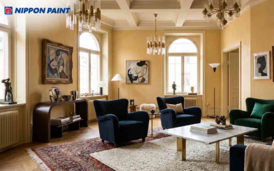 Khi sử dụng màu sơn vàng bò nên chú ý tỉ lệ màu sắc sao cho hợp lý