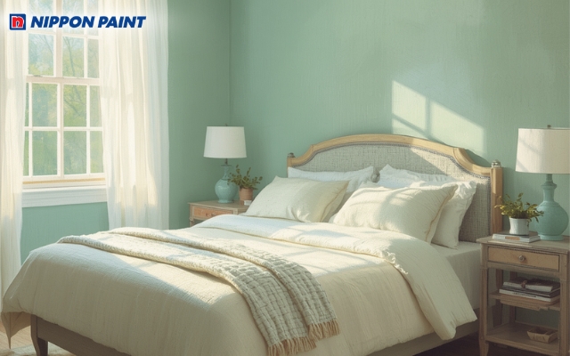 Sắc xanh bạc hà dịu nhẹ giúp xoa dịu thị giác và giảm căng thẳng hiệu quả