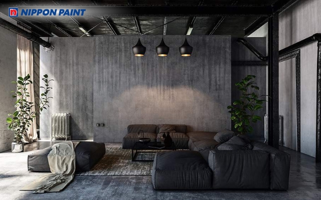 Sơn màu xám và đen mang lại vẻ đẹp tối giản, sang trọng và cá tính cho phòng khách