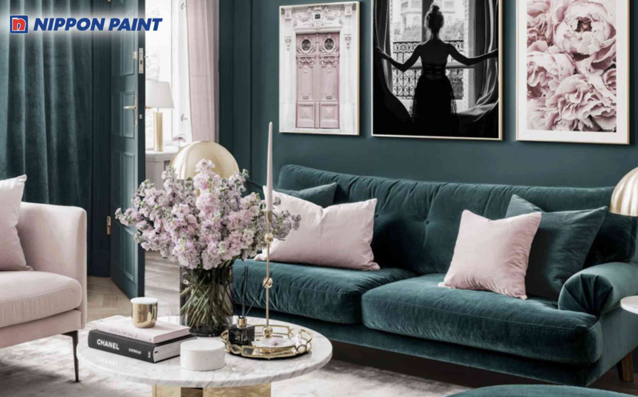 Màu xanh cổ vịt trong nội thất mang lại cảm giác sang trọng, trầm tĩnh và chiều sâu