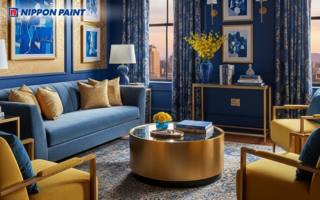 Màu vàng kết hợp với xanh coban giúp khơi gợi cảm hứng sáng tạo