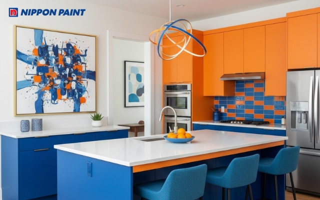 Cặp màu xanh lam - cam mang đến cảm giác trẻ trung, phá cách