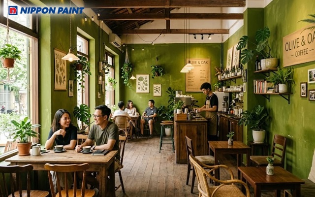 Gợi ý màu sơn cho quán cafe giúp tạo ấn tượng nhẹ nhàng