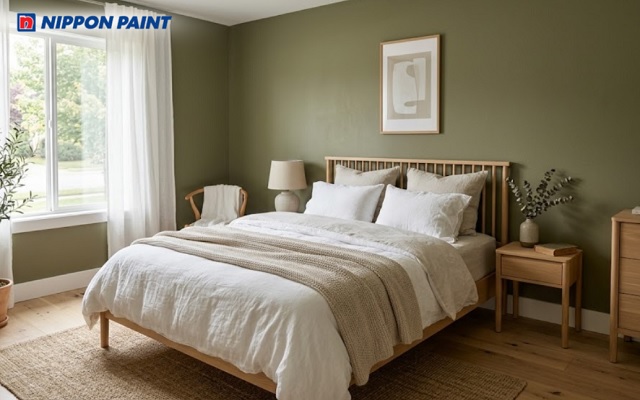 Olive là gam màu nhẹ giúp xua tan mệt mỏi sau một ngày dài