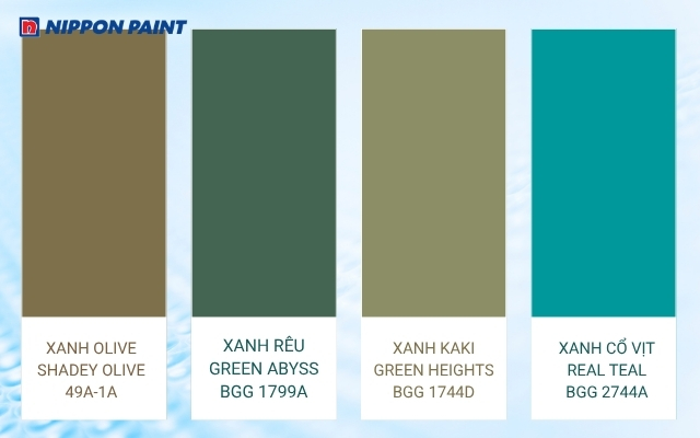 Phân biệt màu xanh olive với màu xanh rêu, xanh kaki, xanh cổ vịt
