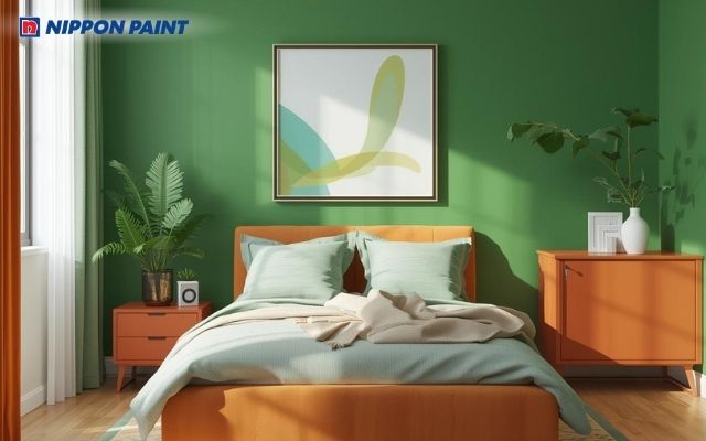 Xanh lá cây giúp phòng ngủ gần gũi với thiên nhiên hơn, tạo năng lượng tái sinh cho ngôi nhà