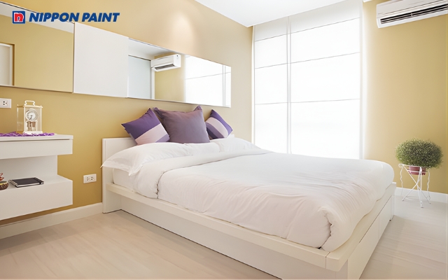 Màu Tiger young banana giúp không gian ấn tượng nhưng vẫn hài hòa khi kết hợp với nội thất màu trắng