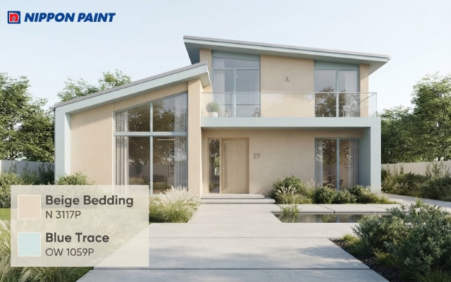 Bảng màu be kết hợp xanh trace giúp không gian thêm hài hòa với thiên nhiên