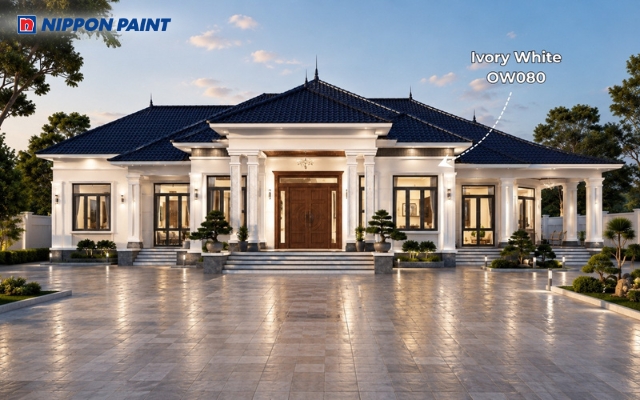 Nhà cấp 4 mái Nhật trên 150 m² màu Ivory White - OW080 cao cấp