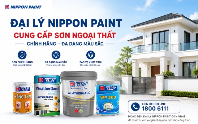 Đại lý Nippon Paint cung cấp sơn ngoại thất chính hãng, đa dạng màu sắc