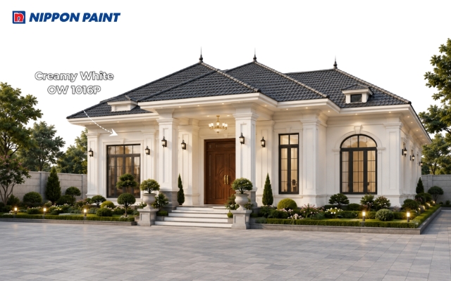 Nhà cấp 4 mái Nhật tân cổ điển màu Creamy White - OW 1016P