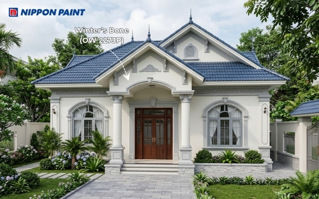 Winter’s Bone (OW 2273P) kết hợp mái ngói xanh, tạo diện mạo sáng và sang trọng