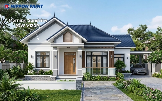 Màu tường Morning Sunshine (OW V120P) với tổng thể hiện đại