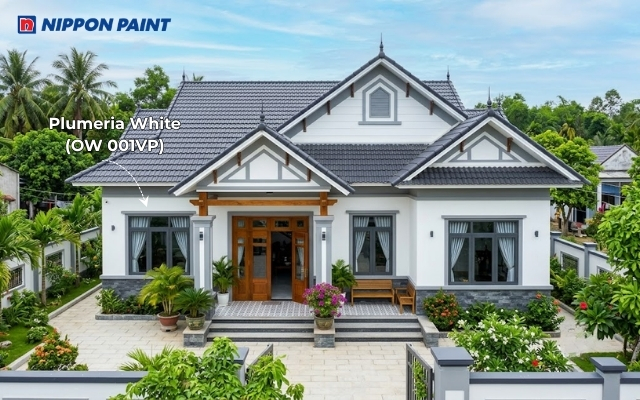 Plumeria White (OW 001VP) làm nổi bật các đường viền ghi trung tính