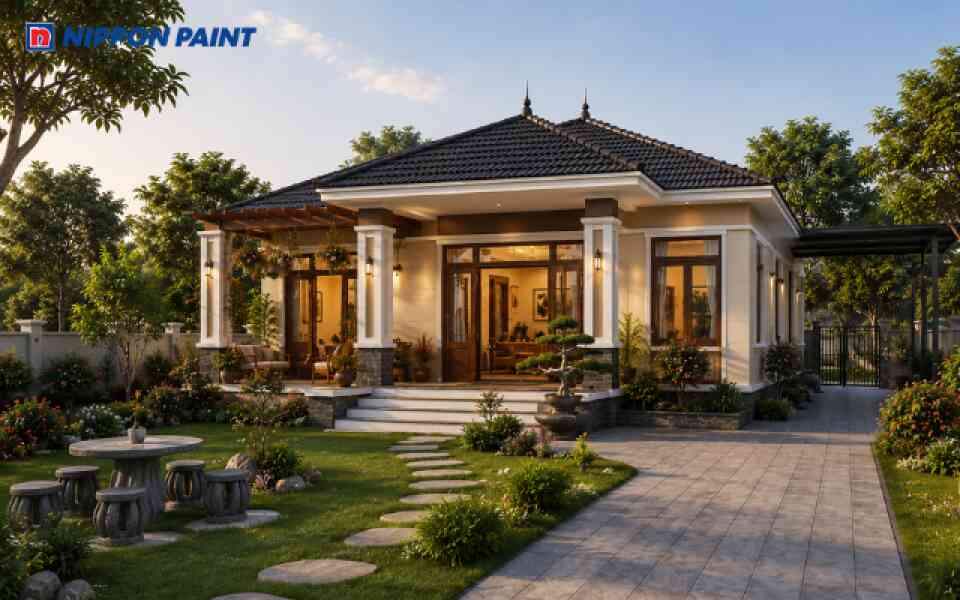 Kinh nghiệm thiết kế nhà vườn cấp 4 ở nông thôn với không gian hài hòa, bền đẹp.