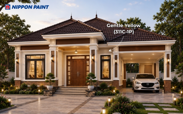 Be Gentle Yellow (311C-1P) kết hợp nâu cà phê mang đến vẻ đẹp sang trọng, tinh tế