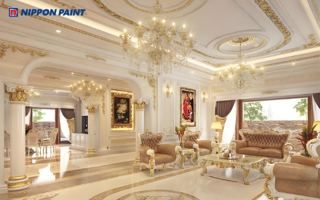 Thiết kế và lựa chọn màu sơn phào chỉ trần nhà phù hợp giúp công trình trở nên thẩm mỹ hơn