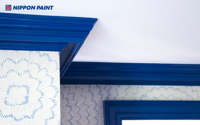 Phào chỉ màu xanh dương giúp bạn thư giãn hơn khi bước vào phòng