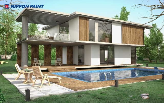 Phối hợp màu sắc để tạo được sự hài hoà giữa căn nhà và ngoại cảnh