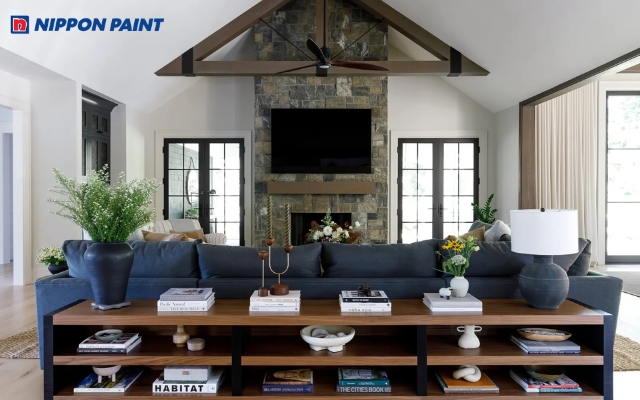 Màu be mang đến vẻ đẹp mộc mạc, tinh tế cho phòng khách theo phong cách Farmhouse