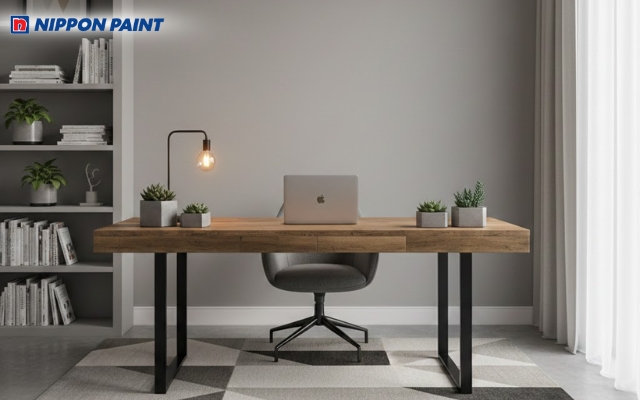 Màu sơn xám trung tính làm nền hoàn hảo giúp bảo vệ thị lực khi làm việc lâu