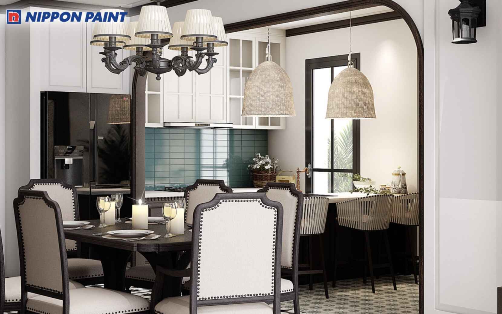 Bảng màu trung tính ấm cùng điểm nhấn trầm từ màu nâu gỗ