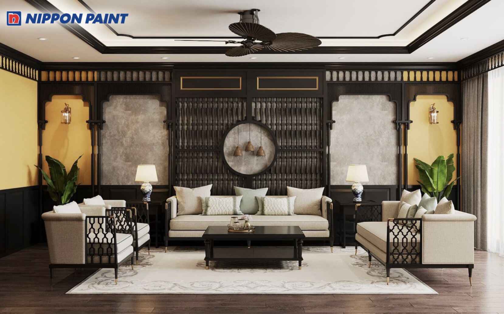 Các tông màu trầm như đen được dùng làm điểm nhấn, tạo chiều sâu hoài niệm