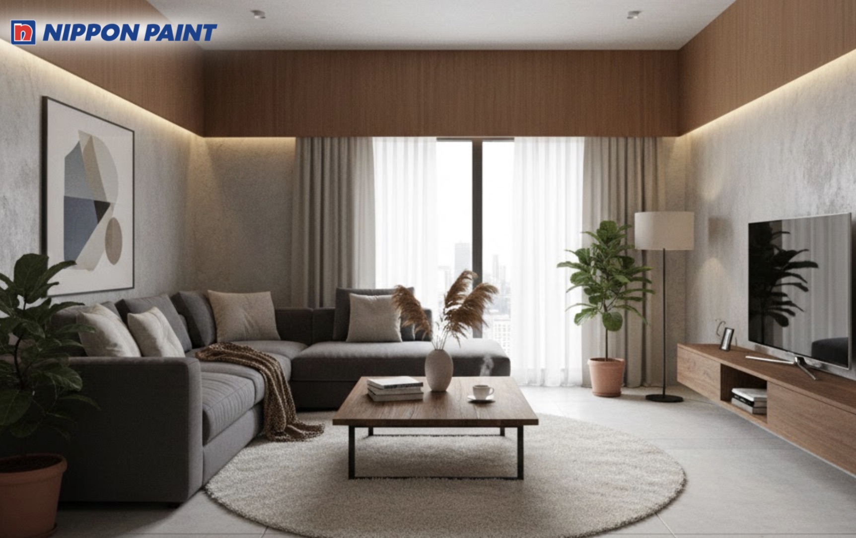 Gam xám - nâu gỗ mang lại cảm giác công nghiệp nhưng vẫn ấm áp