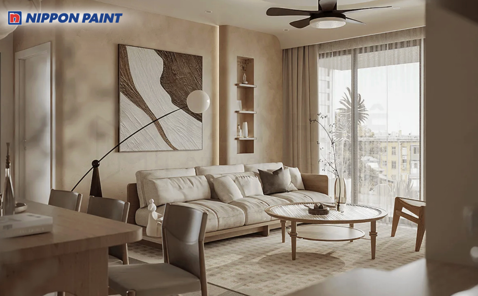 Japandi sử dụng vật liệu tự nhiên và màu sơn trung tính để tạo cảm giác thư giãn lâu dài