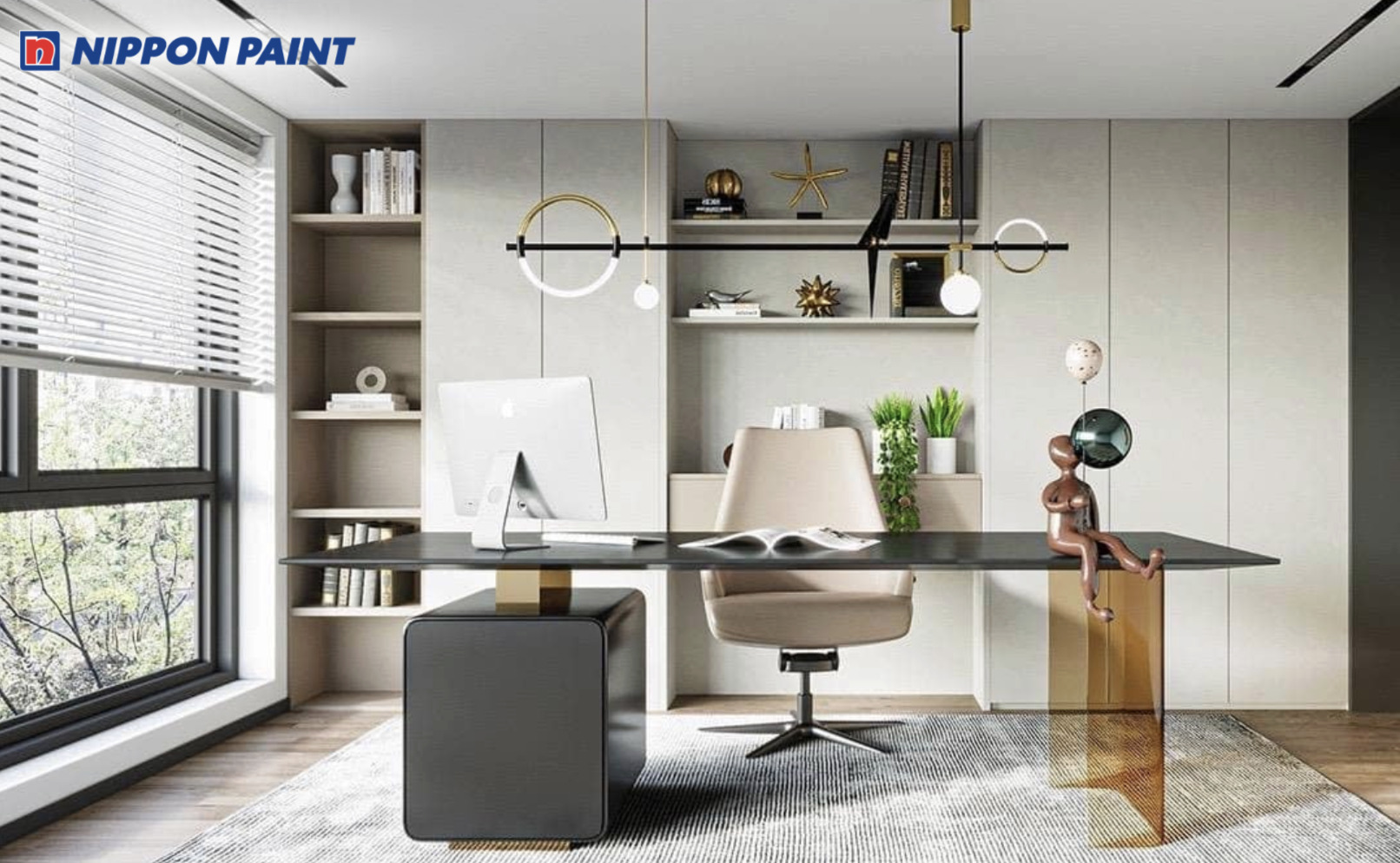 Sử dụng be sáng cho tường, phối cùng nội thất đơn giản giảm căng thẳng thị giác