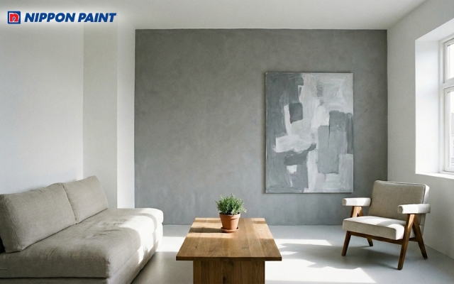 Sự kết hợp trắng và ghi xám nhạt tạo cảm giác không gian rộng mở, sạch sẽ