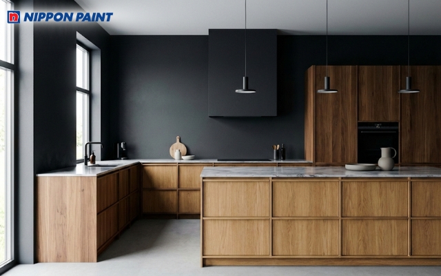 Sự kết hợp xám than và gỗ tự nhiên chuẩn tinh thần của phong cách minimalism