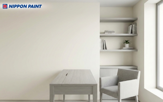 Phòng làm việc phối trắng ngà và xám nhạt