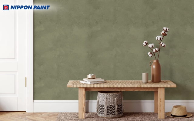 Một sắc xanh trầm lặng, đầy trí tuệ, cực kỳ phù hợp khi kết hợp cùng gỗ sẫm màu