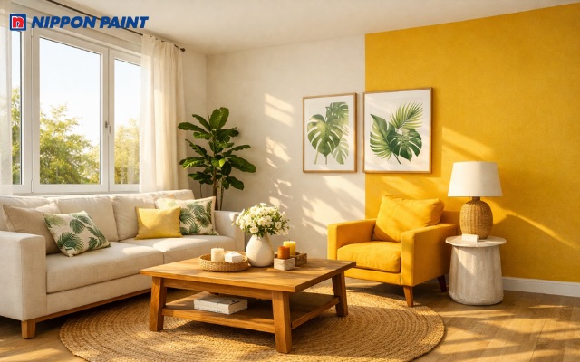 Sắc vàng nắng làm điểm nhấn giúp không gian giàu năng lượng hơn