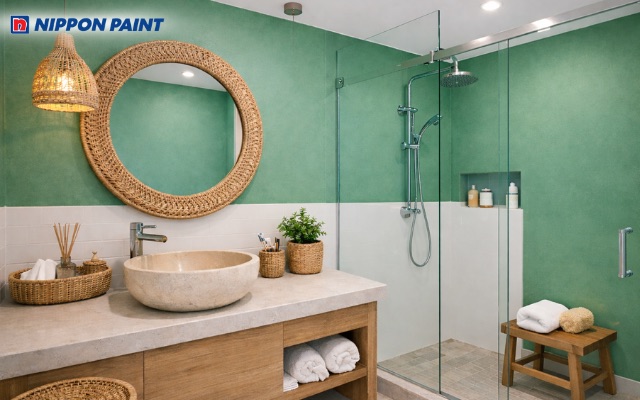 Màu xanh ngọc tạo cảm giác mát lạnh và sạch sẽ tuyệt đối