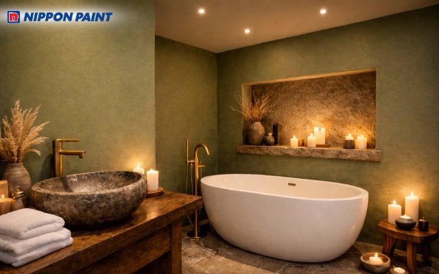 Sắc xanh rêu tĩnh lặng mang lại cảm giác nghỉ dưỡng