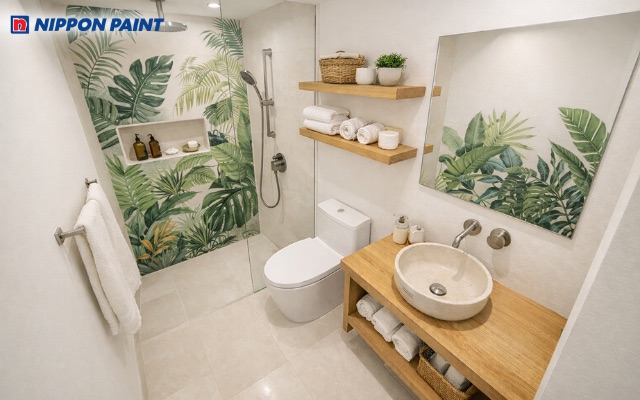 Tông trắng ngà giúp mở rộng diện tích cho phòng tắm nhỏ hẹp