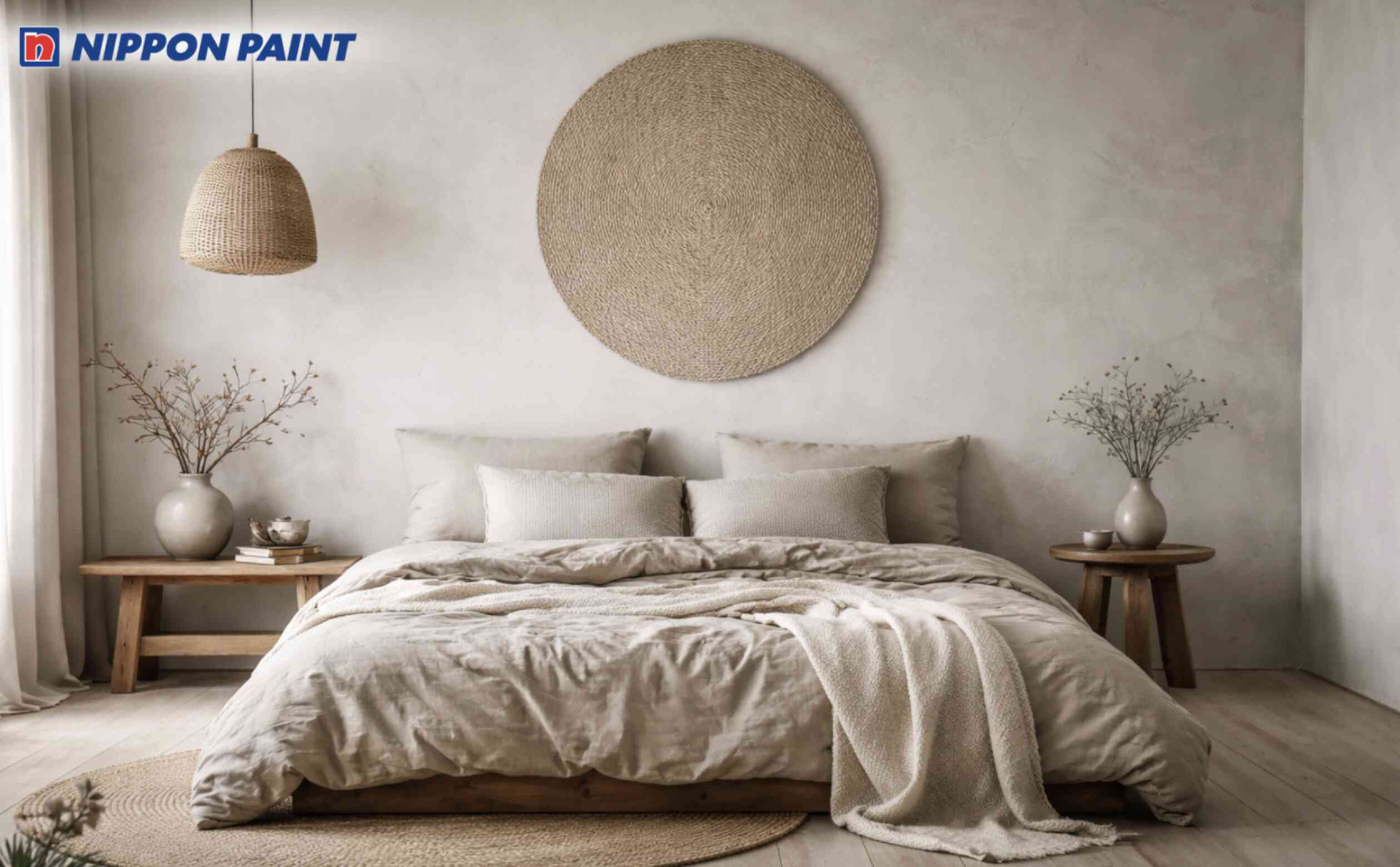 Không gian phòng ngủ sử dụng trắng mờ kết hợp xám nhạt