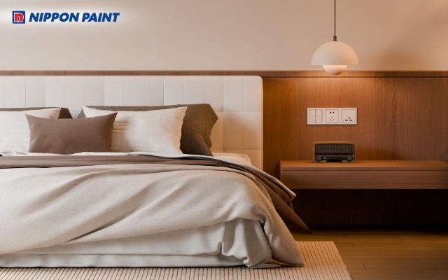 Phân bổ màu hợp lý để phòng ngủ vợ chồng được cân đối và hài hòa