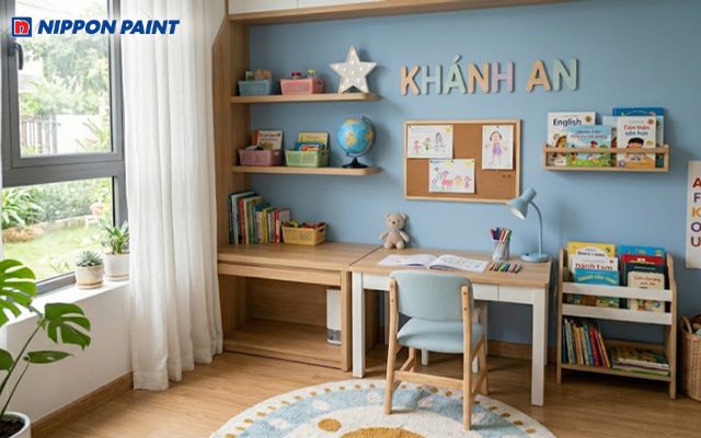 Tông màu xanh dương chủ đạo giúp kích thích sự sáng tạo của trẻ 2019