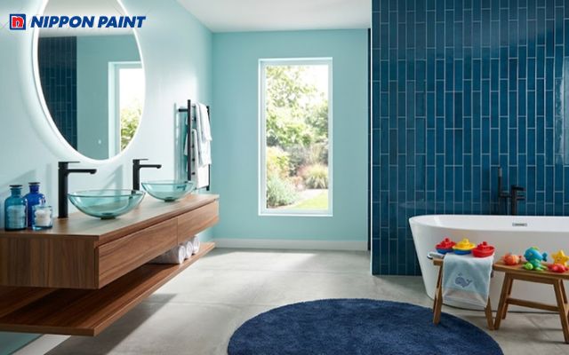 Sự đối lập thú vị giữa gam màu xanh dương đậm và nhạt giúp kích thích thị giác