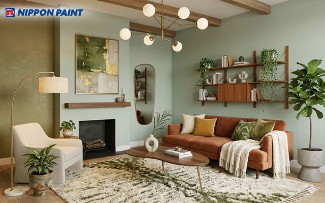 Những gam màu xanh lá cây và màu nâu tạo sự thư giãn, gần gũi với thiên nhiên