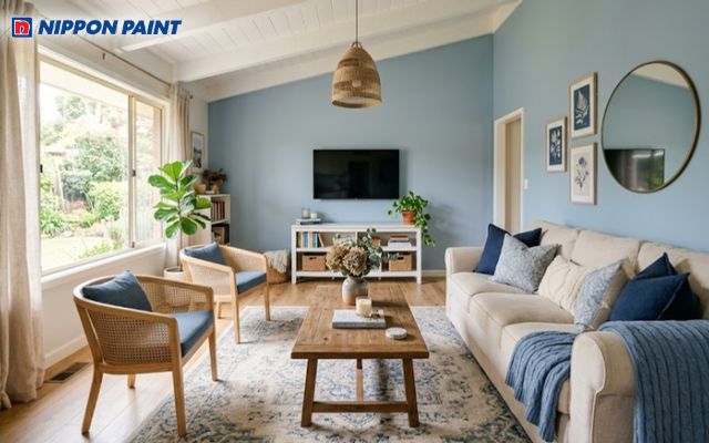 Tông màu xanh dương giúp không gian thoáng đãng và gần gũi