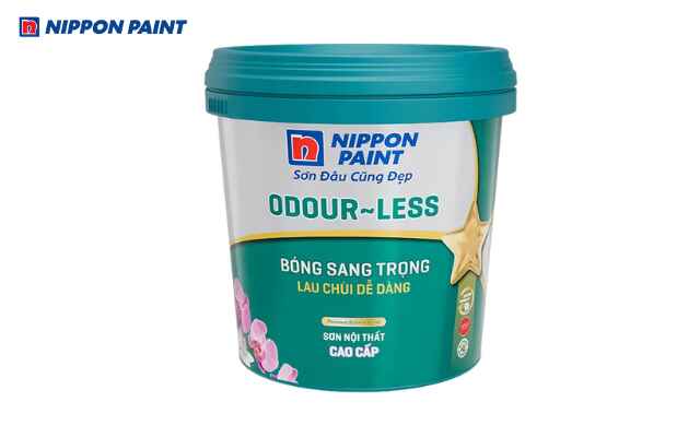 Sơn Nippon Odour-less Bóng Sang Trọng, dễ lau chùi, chống mài mòn và kháng khuẩn hiệu quả