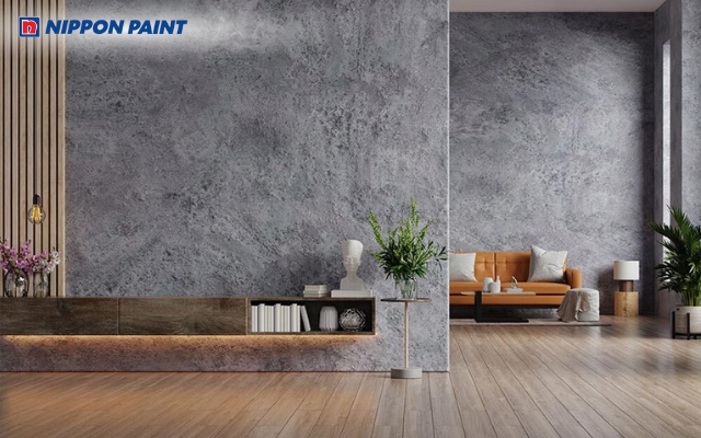 Sơn cát làm nổi bật bức tường trong không gian hiện đại, mang nét độc đáo tinh tế