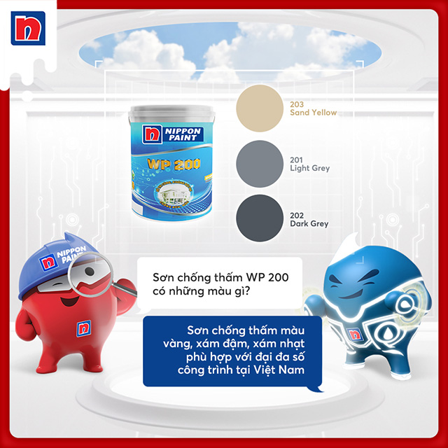Sơn Chống Thấm WP 200 giới hạn trong 3 màu xám nhạt, xám đậm và vàng