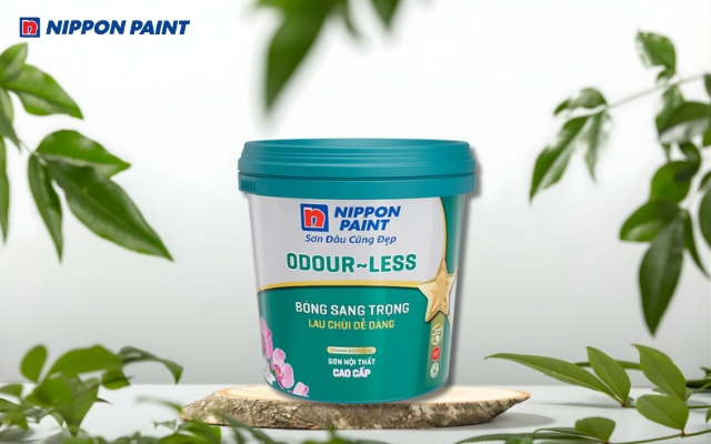 Sơn Nippon Odour-less Bóng Sang Trọng tạo lớp sơn mịn và bao phủ tốt cho bề mặt tường